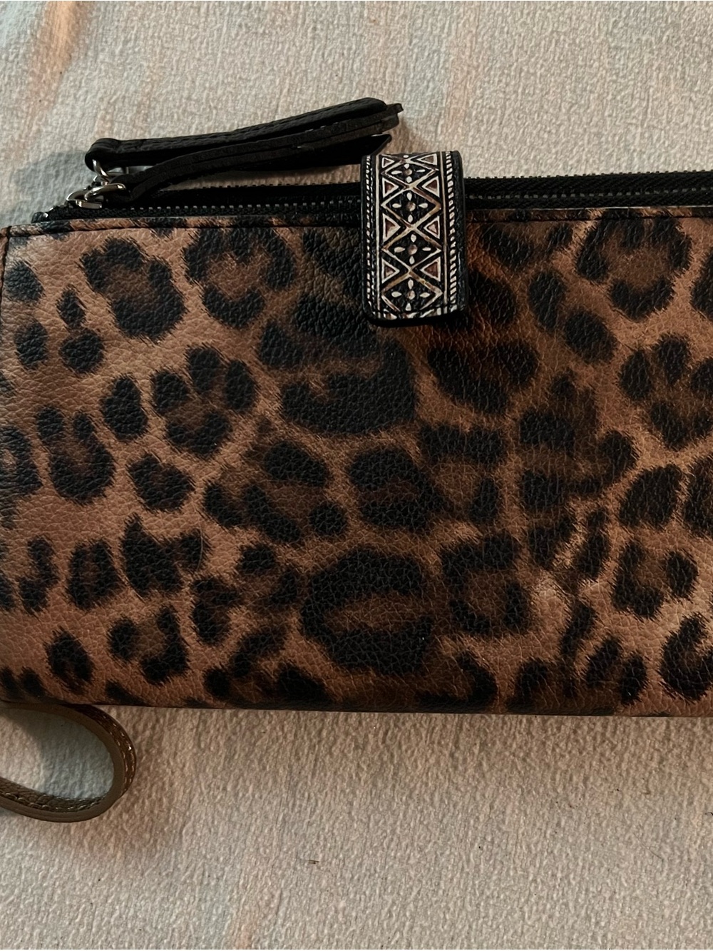 Brighton Leopard Print Wristlet Satchel - Brown/Black